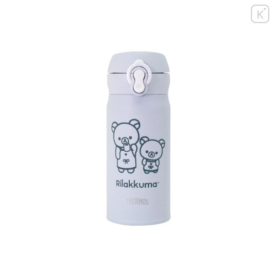 Japan San-X Store Stainless Steel Bottle 350ml - Chairoikoguma & Rilakkuma : Coffee Time White Lightweight Thermos - 1