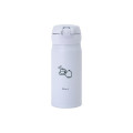 Japan San-X Store Stainless Steel Bottle 350ml - Chairoikoguma & Rilakkuma : Coffee Time White Lightweight Thermos - 2