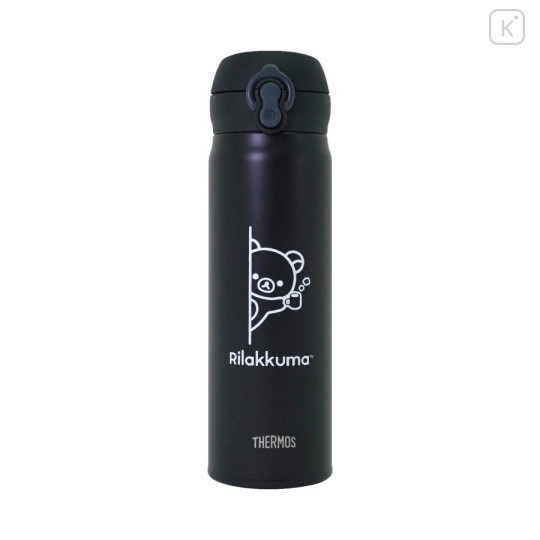 Japan San-X Store Stainless Steel Bottle 500ml - Rilakkuma : Coffee Time Black Lightweight Thermos - 1