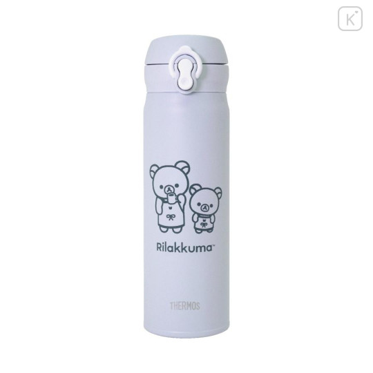 Japan San-X Store Stainless Steel Bottle 500ml - Chairoikoguma & Rilakkuma : Coffee Time White Lightweight Thermos - 1