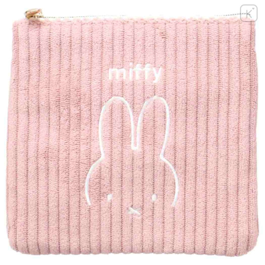 Japan Miffy Mini Pouch & Tissue Case - Miffy : Corduroy Pink - 1