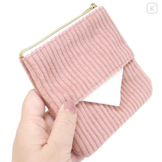 Japan Miffy Mini Pouch & Tissue Case - Miffy : Corduroy Pink - 2