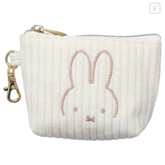 Japan Miffy Triangular Mini Pouch - Miffy : Corduroy Ivory - 1
