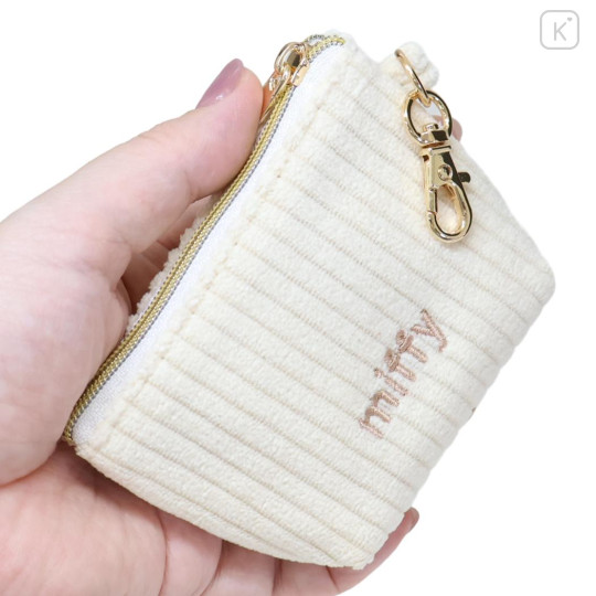 Japan Miffy Triangular Mini Pouch - Miffy : Corduroy Ivory - 2