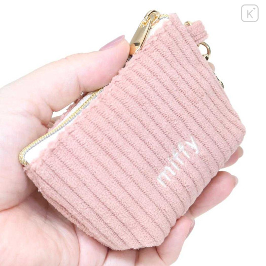 Japan Miffy Triangular Mini Pouch - Miffy : Corduroy Pink - 2