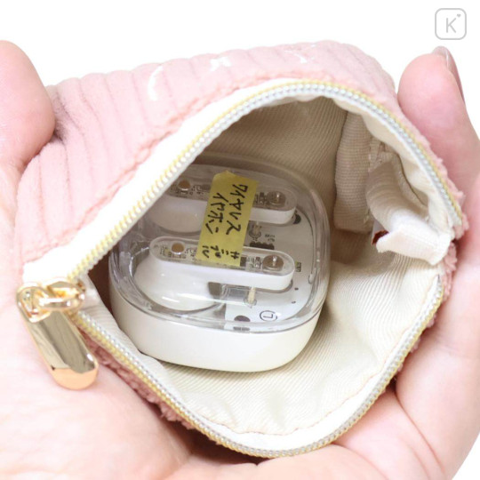 Japan Miffy Triangular Mini Pouch - Miffy : Corduroy Pink - 3