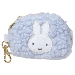 Japan Miffy Mini Accessory Pouch Keychain - Miffy : Boa Face Fluffy Blue