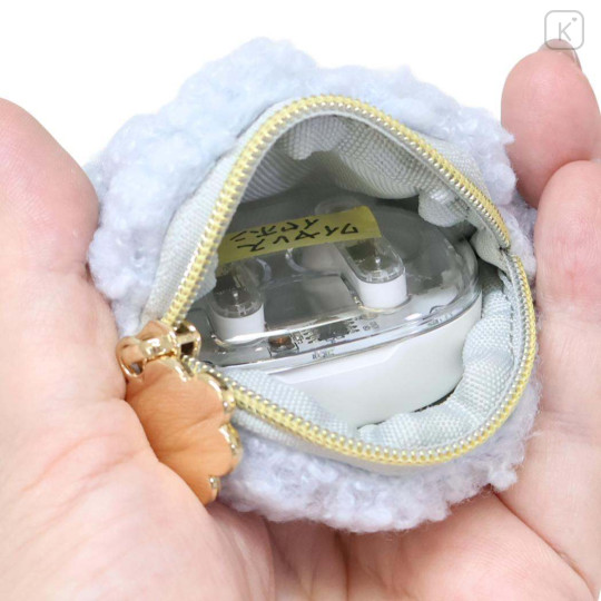 Japan Miffy Mini Accessory Pouch Keychain - Miffy : Boa Face Fluffy Blue - 3
