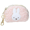 Japan Miffy Mini Accessory Pouch Keychain - Miffy : Boa Face Fluffy Pink - 1