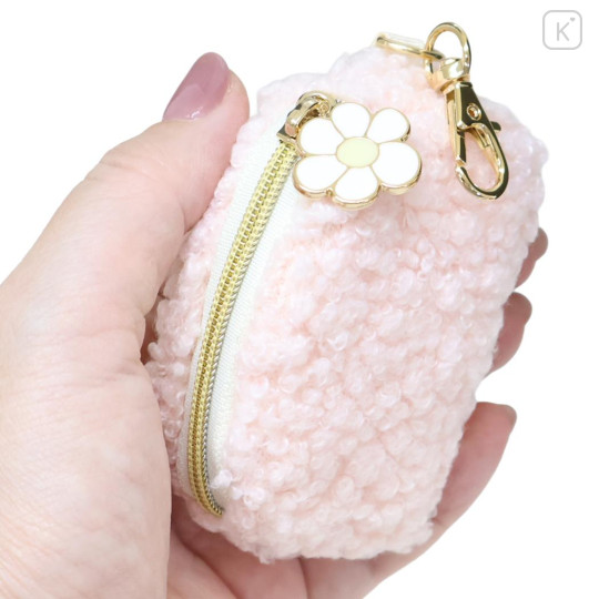 Japan Miffy Mini Accessory Pouch Keychain - Miffy : Boa Face Fluffy Pink - 2
