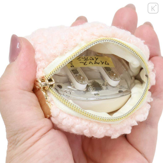 Japan Miffy Mini Accessory Pouch Keychain - Miffy : Boa Face Fluffy Pink - 3