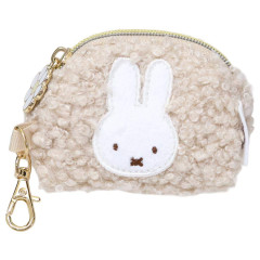Japan Miffy Mini Accessory Pouch Keychain - Miffy : Boa Face Fluffy Beige