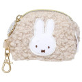 Japan Miffy Mini Accessory Pouch Keychain - Miffy : Boa Face Fluffy Beige - 1