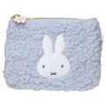 Japan Miffy Flat Mini Pouch - Miffy : Boa Face Fluffy Blue - 1