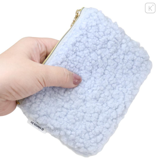 Japan Miffy Flat Mini Pouch - Miffy : Boa Face Fluffy Blue - 2