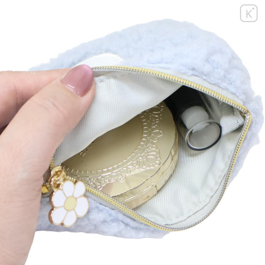 Japan Miffy Flat Mini Pouch - Miffy : Boa Face Fluffy Blue - 3