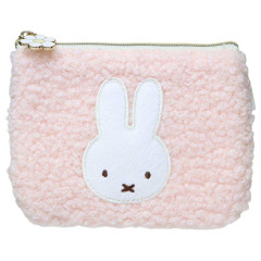 Japan Miffy Flat Mini Pouch - Miffy : Boa Face Fluffy Pink