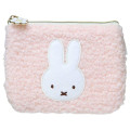 Japan Miffy Flat Mini Pouch - Miffy : Boa Face Fluffy Pink - 1