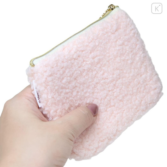 Japan Miffy Flat Mini Pouch - Miffy : Boa Face Fluffy Pink - 2