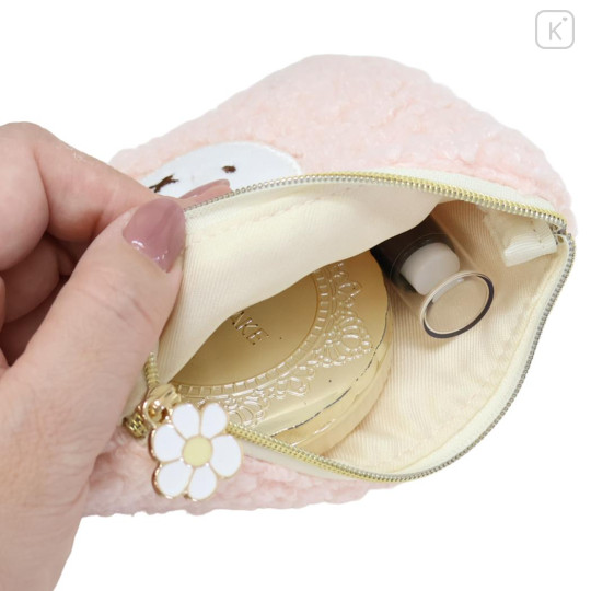 Japan Miffy Flat Mini Pouch - Miffy : Boa Face Fluffy Pink - 3