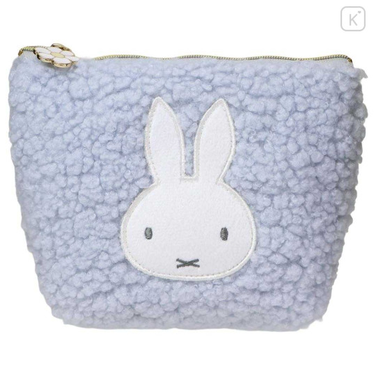 Japan Miffy Boat-shaped Pouch - Miffy : Boa Face Fluffy Blue - 1