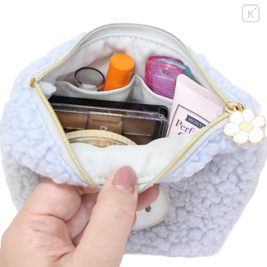 Japan Miffy Boat-shaped Pouch - Miffy : Boa Face Fluffy Blue - 3