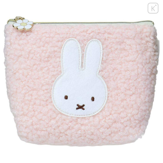 Japan Miffy Boat-shaped Pouch - Miffy : Boa Face Fluffy Pink - 1