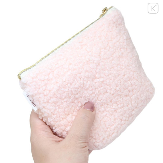 Japan Miffy Boat-shaped Pouch - Miffy : Boa Face Fluffy Pink - 2