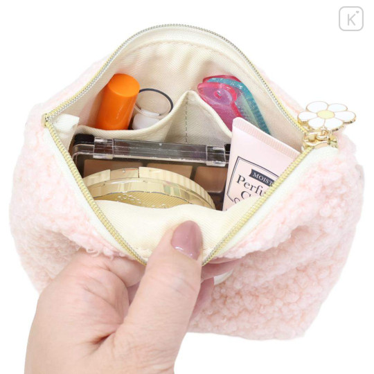 Japan Miffy Boat-shaped Pouch - Miffy : Boa Face Fluffy Pink - 3