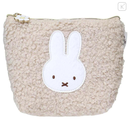 Japan Miffy Boat-shaped Pouch - Miffy : Boa Face Fluffy Beige - 1