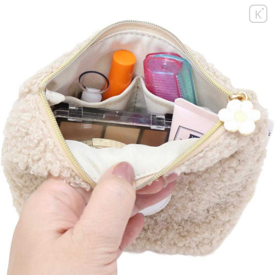 Japan Miffy Boat-shaped Pouch - Miffy : Boa Face Fluffy Beige - 3