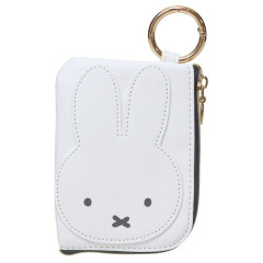 Japan Miffy Pass Case Card Holder & Coin Case - Miffy : Face White with Carabiner