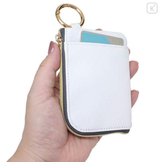 Japan Miffy Pass Case Card Holder & Coin Case - Miffy : Face White with Carabiner - 2