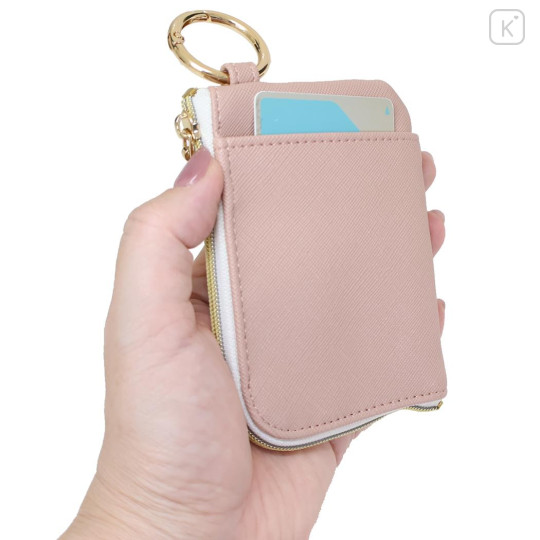 Japan Miffy Pass Case Card Holder & Coin Case - Miffy : Face PInk with Carabiner - 2