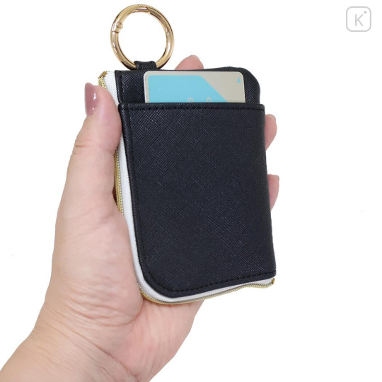 Japan Miffy Pass Case Card Holder & Coin Case - Miffy : Face Black with Carabiner - 2