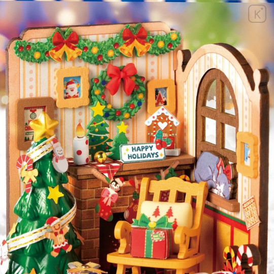 Japan DIY Miniature House Set - Christmas Room Palm-sized Model Rolife - 2