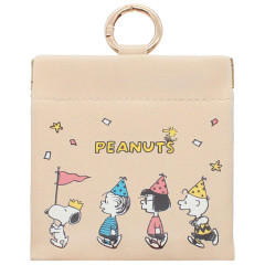 Japan Peanuts Mini Squeeze Pinch Pouch with Carabiner - Snoopy & Woodstock : 75th Anniversary Happiness