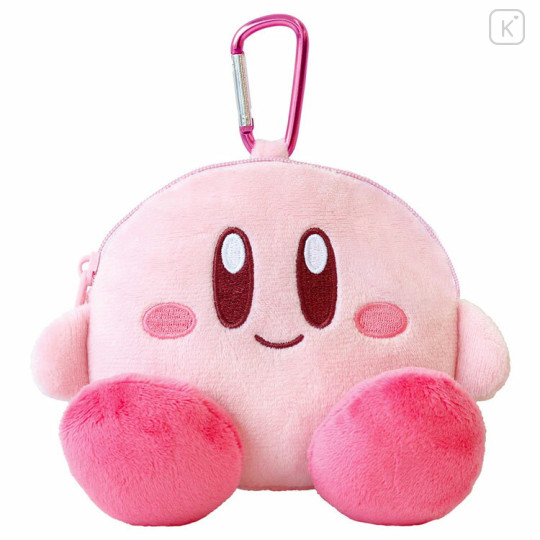 Japan Kirby Mini Plush Pouch with Carabiner - Kirby : Sitting - 1