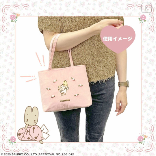 Japan Sanrio Mini Tote Bag - Marron Cream : Rose Series - 5