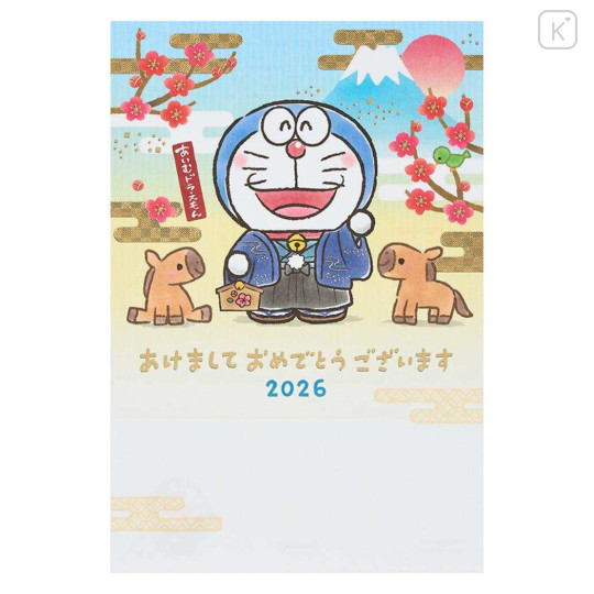 Japan Sanrio Postcard - Doraemon : Kimono New Year Of Horse Mt Fuji - 1