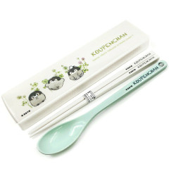 Japan Koupen Chan Chopsticks 18cm & Spoon with Case - Happy Garden