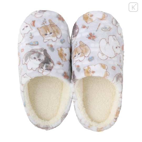 Japan Mofusand Warm Large Slippers - Paris Cat Light Blue - 1