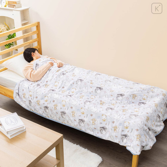 Japan Mofusand Warm Large Blanket - Paris Cat Light Blue - 2