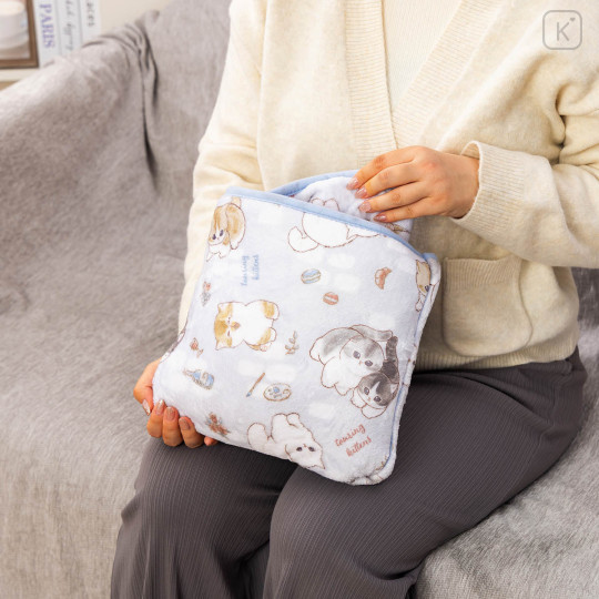 Japan Mofusand 3way Warm Blanket - Paris Cat Light Blue - 5