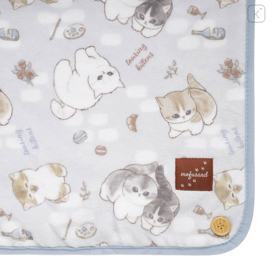 Japan Mofusand 3way Warm Blanket - Paris Cat Light Blue - 7