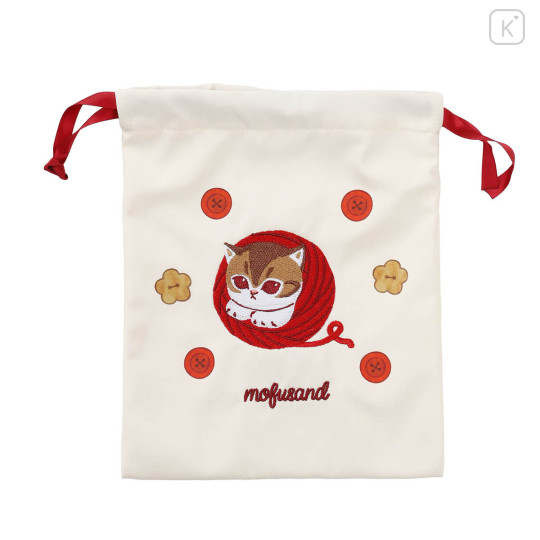 Japan Mofusand Drawstring Bag - Cat Yarn Ball Ivory - 1