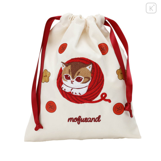 Japan Mofusand Drawstring Bag - Cat Yarn Ball Ivory - 6