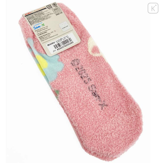 Japan San-X Fluffy Socks - Korilakkuma : Basic Rilakkuma Flower Pink - 2