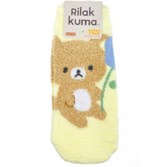 Japan San-X Fluffy Socks - Rilakkuma : Basic Rilakkuma Flower Yellow