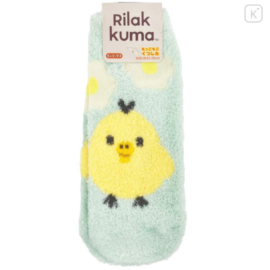 Japan San-X Fluffy Socks - Kiiroitori : Basic Rilakkuma Flower Mint - 1